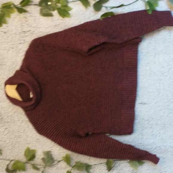 Madewell Ribbed Turtleneck Burgundy Sweater Side Button - Picture 13 of 13